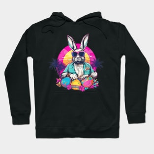 Cute Easter Bunny Retro Miami Look Colourful Eggs Hoodie